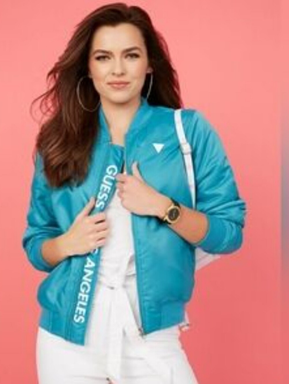 GUESS Los Angeles Women's Teal Bomber Jacket Size M